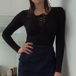 Black lace up top